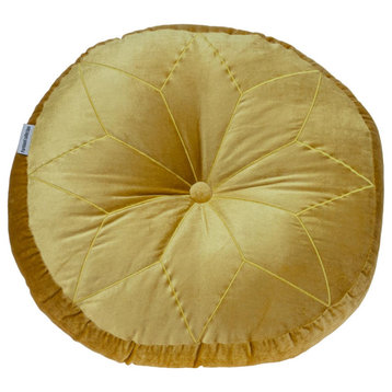 Parkland Collection Dorte Transitional Bright Yellow Floor Pillow PILL21195P