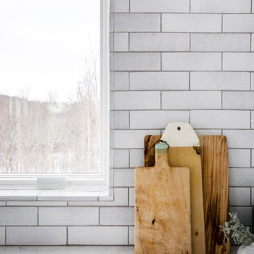 Cool Neutral Brick Kitchen