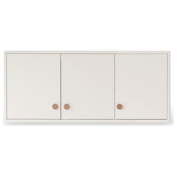 Solid Wood small Wardrobe, White 3-Door Top Cabinet 46.5x19.7x19.7"