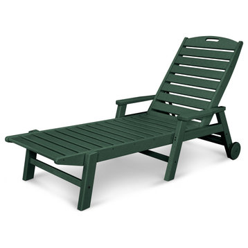 Polywood Nautical Chaise With Wheels, Green
