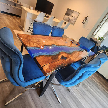 Golden Camphor Blue Wave Epoxy Table – Customer Verified