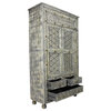 Carter Burman Armoire, Aged Gray Finish With Brass Accents