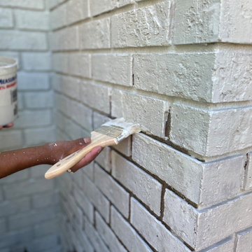 Masonry brick absorbs moisture. The Limewash allows the brick veneer to breath.