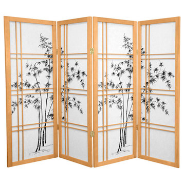 4' Tall Bamboo Tree Shoji Screen, Natural, 4 Panels