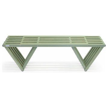 Backless Solid Wood Small Bench Modern Design 54"Lx15"Wx17"H, Lawn