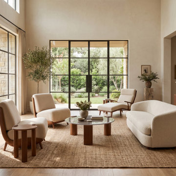 Modern Luxury Living Room with Solid Wood Furniture - Teak & Mahogany