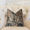 Kaveh Green, Beige and Brown Luxury Throw Pillow, 16"x16"