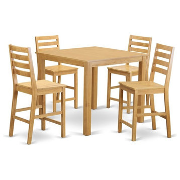 5-Piece Counter Height Table Set, Counter Height Square Table And 4 Stools
