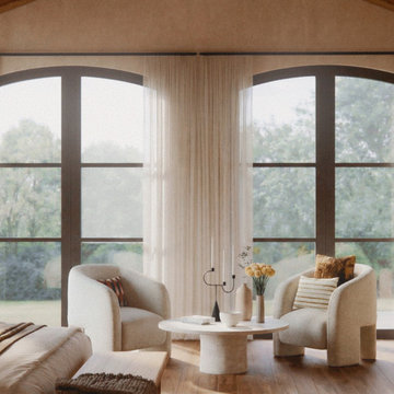 Primary Bedroom Sitting Area with Arched Windows
