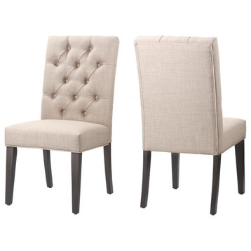 Kellie Rustic Modern Set of 2 Chair in Beige Fabric