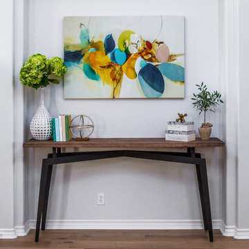 Transitional Kitchen and Living Room