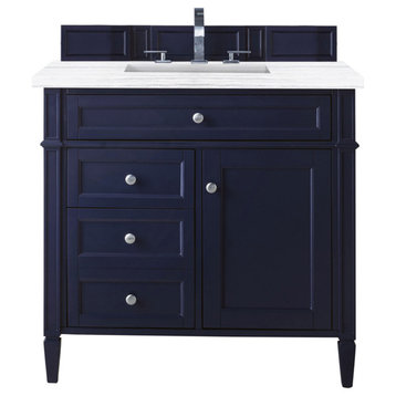 Brittany 36" Victory Blue Single Vanity w/ 3 CM Arctic Fall Solid Surface Top