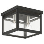 Livex Lighting - Milford 2 Light Black With Brushed Nickel Finish Candles Square Flush Mount - The cornerstone of the Milford collection is quality, and this flush mount is no exception. Combining a black transitional finish with nautical contemporary styling, you will find no better way to highlight the charm of your home.  This two-light square flush mount will be a great addition to any room of the home.  With superb craftsmanship and affordable price, this fixture is sure to inspire.