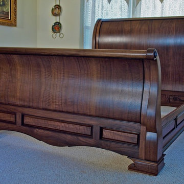 Custom, Handmade Sleigh Bed In Walnut