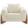 Modrest Fleury Cream Fabric and Walnut Lounge Chair