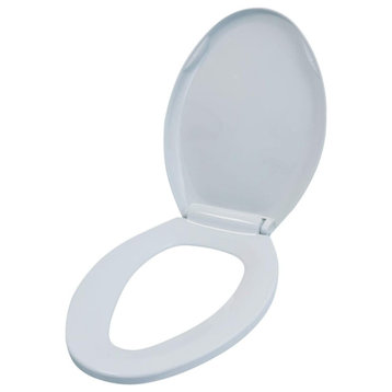 Elongated Plastic Toilet Seat Slow Close Easy Remove Adjustable Hinge White