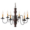 Gettysburg Chandelier, 6-Arm, Metal, Heavily Distressed, Red With Black Stripes