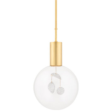Hudson Valley Gio 1-Light Small Pendant, Aged Brass/Clear, KBS1875701S-AGB