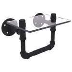 Allied Brass - Pipeline Toilet Tissue Holder with Glass Shelf, Matte Black - The Pipeline collection is the latest innovation for bathroom fittings from the Allied Brass Brand of products. This toilet tissue holder gives the industrial look of pipe fittings while blending aptly with both modern and traditional bathroom decor. Toilet Paper holder with glass shelf above the roll provides a handy space to hold just about anything. This accessory is powder coated with lifetime materials to provide a decorative and clean finish. No wonder, this toilet tissue holder gives continual service for years without any trouble. The choice of superior materials makes this item free from corrosion and rust. Toilet paper holder mounts firmly with color coordinating screws and comes with a limited lifetime warranty.