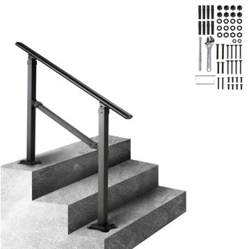 VEVOR Stair Handrail Railing 3 ft 3 Steps w/ Installation Kit Carbon Steel Black