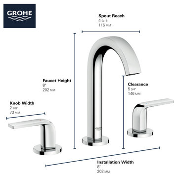 Grohe 20 597 Defined 1.2 GPM Widespread Bathroom Faucet - Matte Black