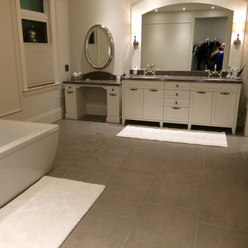 Master Bathroom with Grey Barr Reedition French Limestone Floors