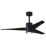 Matthews Fan - Super Janet 52" Ceiling Fan, LED Light Kit, Matte Black/Matte Black - The Super Janet's remarkable design and solid construction in cast aluminum and heavy stamped steel make it the heroine in any commercial or residential space. Moving air with barely a whisper, its efficient DC motor turns solid wood blades. An eco-conscious LED light kit with light cover completes the package.