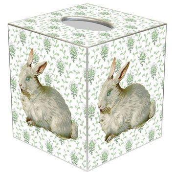 TB426-Bunny on Sage Provencial Print Tissue Box Cover