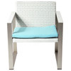 Chester 4-Piece Sofa Set, White Rattan & White Fabric, Turquoise & White