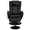 Flash Furniture Massaging Black Leather Recliner And Ottoman