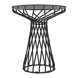 Velletri Black 62cm Smoke Glass Indoor Outdoor Cafe Table by Glid Studio for Hus - Dining Tables