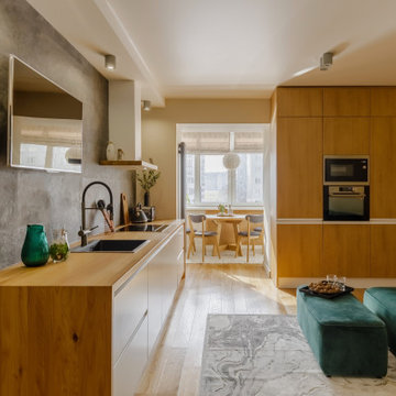 Как смотрится паркет на кухне