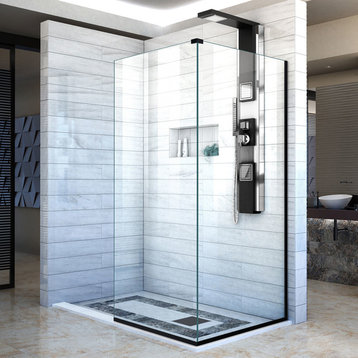 DreamLine Linea Two Shower Screens 30" and 34"W x 72"H, Open Entry, Satin Black