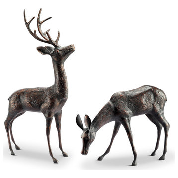 Meadow Wanderers Deer Garden Sculptures, 2-Piece Set