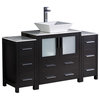 Torino 54" Espresso Modern Bathroom Cabinets With Top and Vessel Sink
