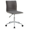 Adjustable Office Chair Fabric Upholstered Seat Chrome Base, Gray