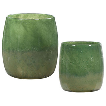 Uttermost Matcha Green Glass Vases, Set of 2
