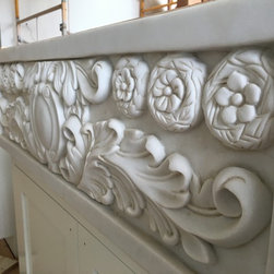 Carved Marble Sink - in progress - Dream Kitchen Great Smoky Mountains - Aprons