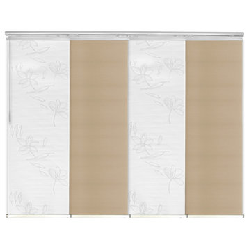 Flourishing White-Bisque 4-Panel Track Extendable Vertical Blinds 48-88"x94"