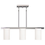 Livex Lighting - Astoria Chandelier, Brushed Nickel - The minimalist Astoria collection draws the eye to the soft, warm glow of the light emitted from the cylindrical satin opal etched glass shades available in a subdued brushed nickel or soft olde bronze.