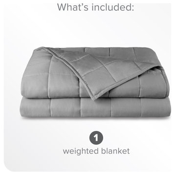 Bare Home Weighted Blanket, Cotton Light Gray, 60"x80", 17lb