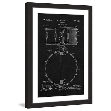 "Snare Drum 1939 Black Paper" Framed Painting Print