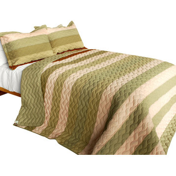 Last Winter 3PC Vermicelli-Quilted Patchwork Quilt Set (Full/Queen Size)