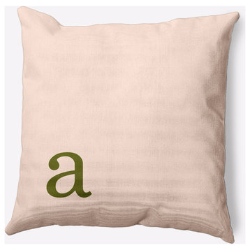 20" x 20" Modern Monogram Indoor/Outdoor Polyester Throw Pillow, Olive