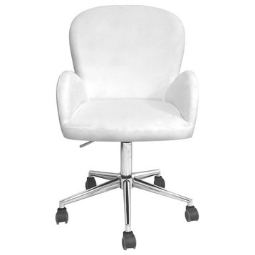Colette Swivel Vanity Chair, White Velvet