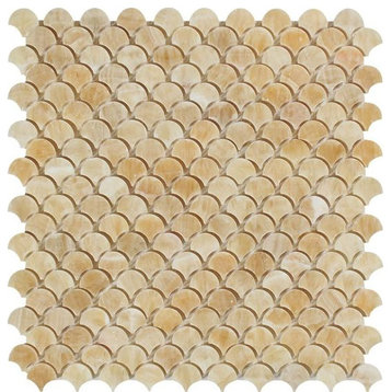 Honey Onyx Polished Fan Mosaic Tile