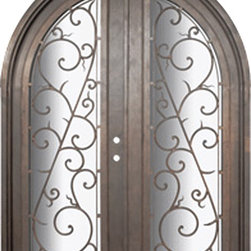 Bellagio 72x96  Round Top Forged Iron Double Door 14 Gauge Steel - Front Doors