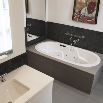 Master Bath with Textured Tile Wainscoting