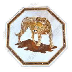 WILD LION FIGURINE MARBLE TILE - Home Accessories & Decor