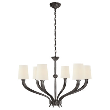 Ruhlmann Large Chandelier in Bronze with Linen Shades